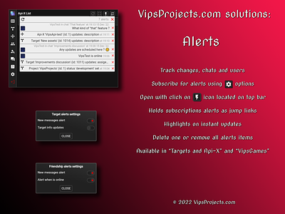 Alerts (VipsProjects.com solutions) branding design interface logo pwa ui ux vipsgames vipsprojects