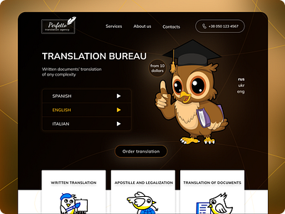 Translation bureau app branding design illustration logo ui ux