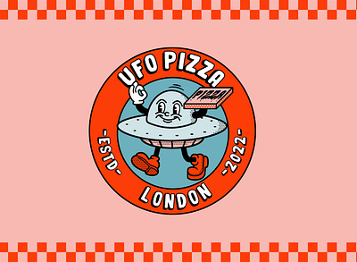 UFO Pizza London branding cartoon design graphic design ill illustration logo mascot oldschool retro ui vector