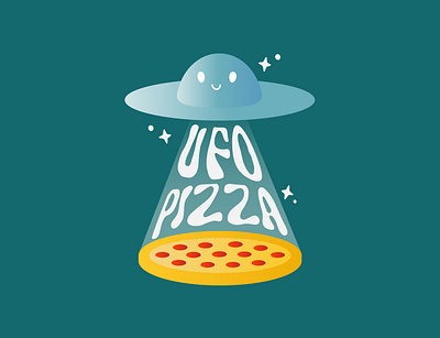 UFO Pizza Illustration 3d animation branding cartoon design graphic design ill illustration logo motion graphics pizza ufo ui ux vector
