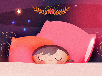 Sleeping Girl illustration illustration for animation illustration moon illustration psd illustration stars illustration vector