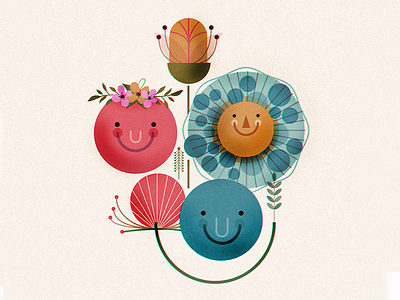 Happy Flower Bouquet digital illustration flat flowers illustration illustrations simple