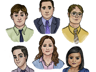 The Office Main Characters (Part - 1) caricature illustration krita