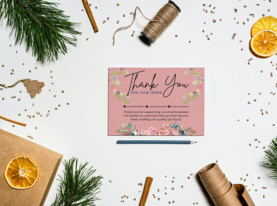 Thank You Card - Flowers Ornamen Bundle 1 canva canva template flowers gardens thank you card thank you design template