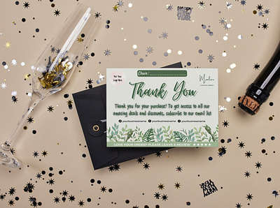 Thank You Card - Green Leaves & Botanical Bundle 1