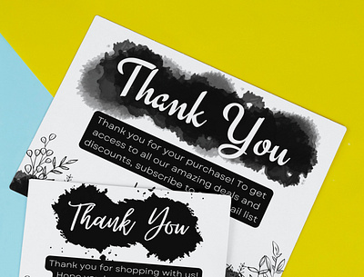 Thank You Card - Black & White Floral Flower Foliage Bundle 1 black and white branding canva canva template design monochrome thank you card thank you design template