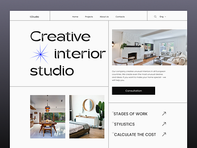 Interior studio landing page design figma home decoration interface interior interior agency interior design minimalist site ui ux visual designer web design website