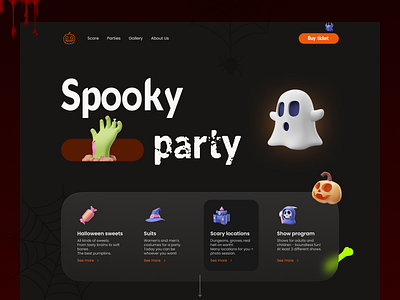 Happy Halloween 2022 - spooky day! 3d illustration branding candy design figma halloween halloween design landing page october party scary spooky ui ux web design website