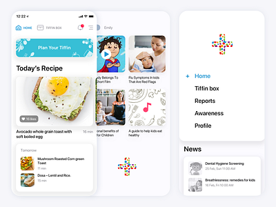 Healthy Tiffin app android app application clean cooking design health i2fly india ios iphone minimal mobile recipe ui ux