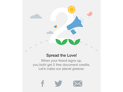 Share credits facebook green ios iphone mobile share signeasy social twitter ui ux