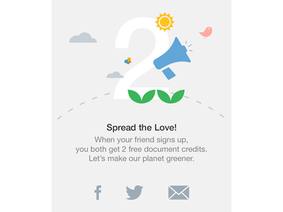 Share credits facebook green ios iphone mobile share signeasy social twitter ui ux