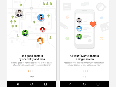 Onboarding android app appointment doctor help illustration ios mobile que signup ui walkthrough