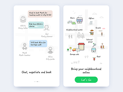 Onboarding android app illustration intro ios mobile neighbourhood signup skills storefront ui walkthrough