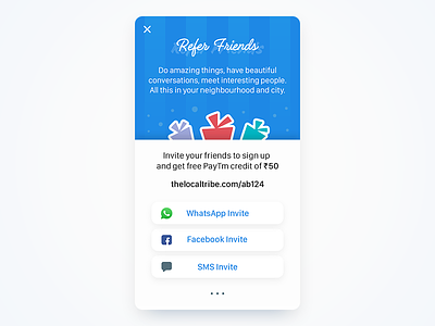 Refer Friends android credit free illustration invite ios mobile rewards share thelocaltribe ui ux