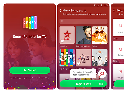 TV Guide & Remote App android app design interface iphone minimal mobile onboarding tv ui ui design ux