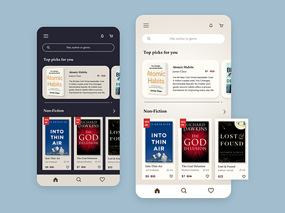 Book Store App app book store books clean dark mode design ecommerce figma light mode minimal mobile reading ui ux