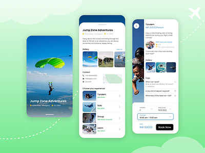 Skydiving Mobile App app artist profile clean figma graphic design mobile app skydive skydiving ui user interface