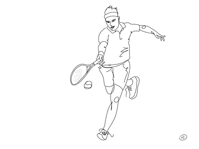Roger it! digital art digital sketch ferederer illustration line art minimal minimal art roger strokes tennis tennis illustrations