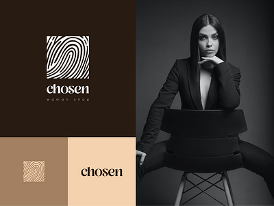CHOSEN | WOMAN SHOP design fingerprint graphic design imprint logo logotype vector woman shop