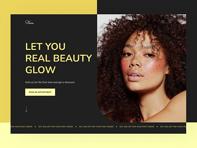 Shine Beauty Salon Concept beauty beautysalon black concept figma modern shine style typography ui ux yellow