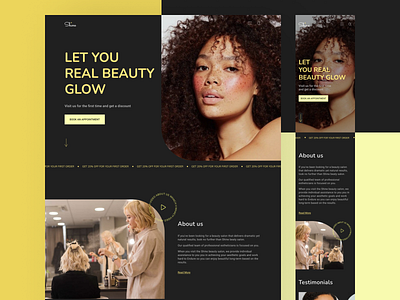 Shine Beauty Salon Concept beauty beautysalon black concept design figma mobile modern onlinebooking shine ui ux yellow