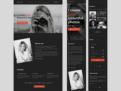 Photographer landing page concept