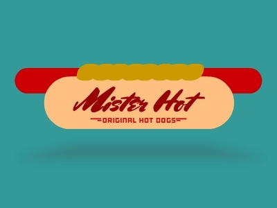 MISTER HOT brand fifties food hot dog logo original sketch