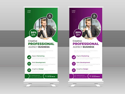 Roll up banner template for business. banner branding business clean color design editable graphic design illustration printready pull up roll up stand banner