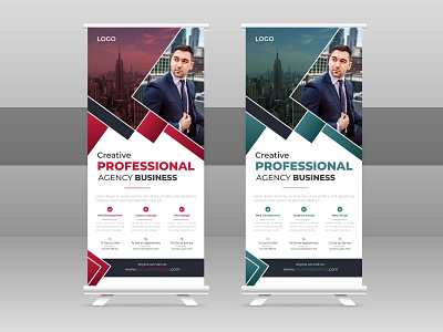 Professional rollup banner design template for prmotion. abstract banner clean color cymk design editable elegant illustration logo printready roll up