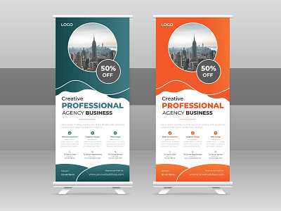 Pull up banner template design branding clean color cymk design editable illustration logo printready