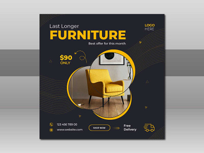 Social media post for furniture. ai branding clean color design ediable editable eps furniture logo rgb size social media post squre vector