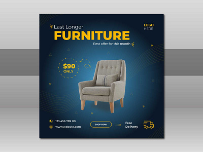 Furniture social media post design. 3d ai branding clean color design editable eps graphic design illustration logo professional ui vector