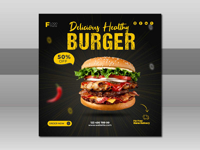 Social media post design for food abstract ai branding clean color design editable eps promotion vector