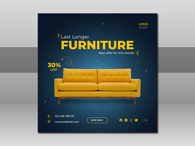 Social media post for furniture gallery 3d ai branding clean color design editable eps graphic design illustration layerd logo ux vector