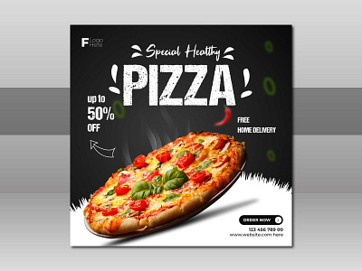 Social media post design Pizza 3d branding clean color design editable graphic design illustration logo vector