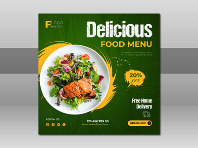 Social media post design for food branding clean color design editable illustration logo ui vector