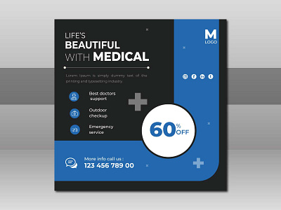 Social media post for medical branding clean color design editable graphic design illustration logo ui vector