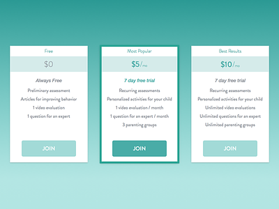 Three Tier Pricing Table cards checkout health medtech memberships pricing table web