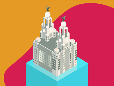 Liver Building Isometric beautiful bird bright city guide colourful creative graphicdesign illustration isometric liver bulding liverpool liverpool designer merseyside modern red trendy ui vector waterfront yellow