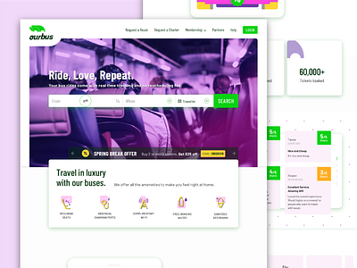 Ourbus Homepage Revamp bus homepage icons layout travel ui ux design web design website