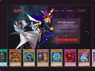 Mint Page - Yu-Gi-Oh! branding cartoon crypto cryptocurrency design game graphic design illustration landing page metaverse mint page nft ui vector