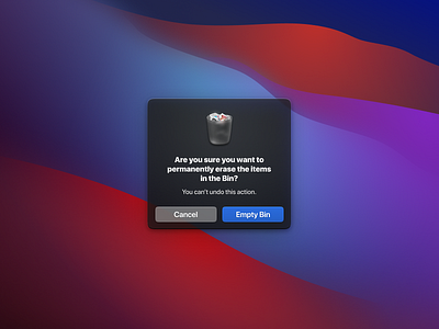 Empty Bin alert bigsur bin delete icon macos modal trash