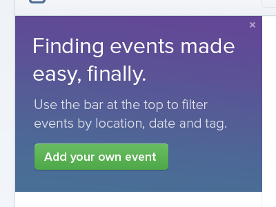 Finding events made easy. event gradient green intro proxima