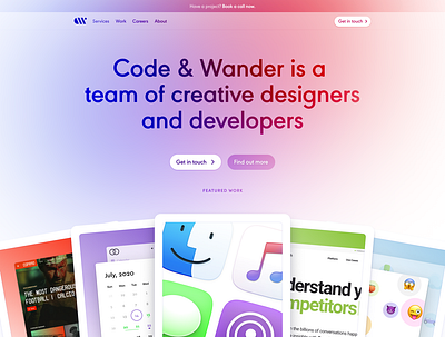 Code & Wander Redesign button cards filters gradient icon redesign ui website