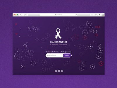 Hack Cancer Website box2d cancer cells coming soon hack hackathon purple signup website
