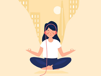 Time for meditation character characterdesign girl illustration ipad meditate meditation meditation app music procreate relax relaxation sitting ui visual woman yellow zen