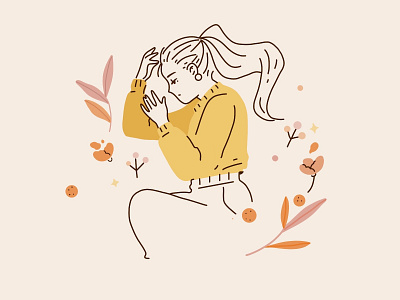 The poppy girl calm character draw drawing girl illustration ipad orange poppy procreate visual woman yellow