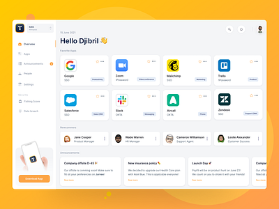 App Manager - Dashboard 🧑‍✈️ app apps branding dashboard design figma graphic design home manager platform product ui ux vector visual web yellow
