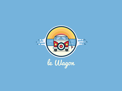 Le Wagon Summer Wallpaper bootcamp branding coding combi illustration logo sea summer sun sunlight surf van vw