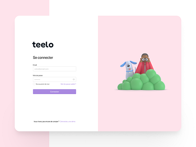 Pink Login 3d app application design dog illustration log in login login page pink playfull product product design purple ui ux visual